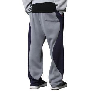 Nouveau pantalon de survêtement en coton lourd à jambes larges, bicolore, style décontracté, coupe droite, grande taille, pantalon de survêtement pour homme - Product Image 2