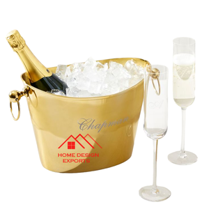 Poignée Vente Chaude En Laiton Antique Fini Boisson Refroidisseur De Vin avec Stands Dernière Conception Décoratif Seau À Vin Avec Cuir - Product Image 6