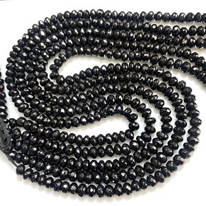 Venta al por mayor Natural Negro Espinela Facetada Rondelle Forma Cuentas Negro Espinela Piedra Cuentas - Product Image 3