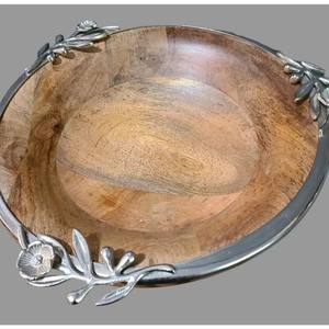 Bois Vintage avec décoration de table en métal bols de service plat design moderne meilleure qualité - Product Image 2