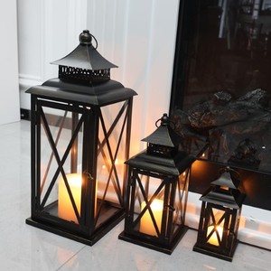 <b>Lanterns</b> Decorative Indoor and <b>Outdoor</b> Large <b>Candle</b> <b>Lantern</b> Decorative 366 cm <b>Outdoor</b> <b>Lantern</b> with Clear Glass Vintage Metal - Product Image 2
