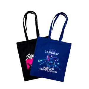 Ensemble de 2 sacs fourre-tout en toile K-Pop Demon Hunters, imprimés sur mesure, taille moyenne, avec poignées en corde, Huntr/x & Saja Boys - Product Image 4