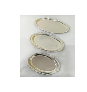 Plateaux de service en aluminium de haute qualité avec poignées et plateau de service personnalisé de finition or/argent (lot de 3) - Product Image 1