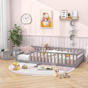 Vente en gros de meubles de lit pour enfants en bois massif avec garde-corps épissage grand lit mobile extensible pour tout-petits garçon fille lit pour bébé - Product Image 2