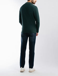 Polo de piqué de manga larga con ajuste inteligente de color verde para hombre, ropa informal, tela de algodón transpirable, compatible con logotipo personalizado, OEM disponible - Product Image 3