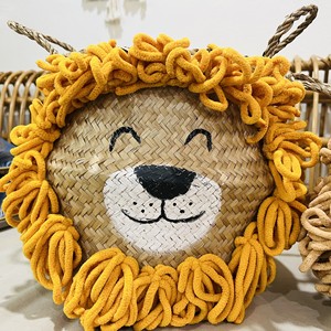 Hot Sale Foldable Natural Seagrass Belly <b>Basket</b> with <b>Animal</b> Faces Handmade in Vietnam for Kid Room Decoration and Food Use - Product Image 3