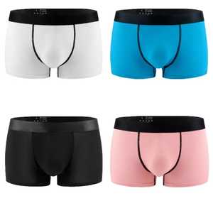 Calzoncillos bóxer de punto de alta calidad para hombre, con logotipo de marca personalizado, de algodón transpirable de secado rápido, color liso. - Product Image 3