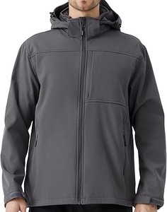 Veste Soft Shell à capuche respirante, coupe-vent imperméable et écologique pour hommes, hiver, avec logo à l'avant, service OEM, vente en gros - Product Image 6
