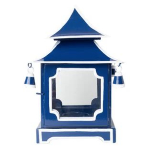 Farol de Pagoda Vintage Blanco y Plateado, Portavelas de Metal Esmaltado Pintado a Mano, Estilo Chinoiserie, Decoración Decorativa para el Hogar - Product Image 6