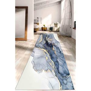 Tapis bleu marbré : Tapis d'appoint moderne abstrait scintillant, tapis doux non tissé - Product Image 4