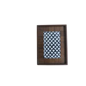 Plateau à thé en bois d'acacia de conception traditionnelle fait à la main écologique allant au lave-vaisselle pour tasse à eau pain plats ménagers assiettes - Product Image 2