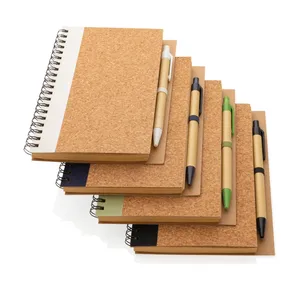 Cuaderno espiral de corcho promocional sostenible con bolígrafo, artículo de merchandising ecológico - Product Image 4