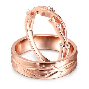 แหวนคู่วินเทจเงินสเตอร์ลิงเจลิยาพร้อมดีไซน์กิ่งไม้ชุบทอง - Product Image 2