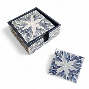 Juego de Posavasos Artesanales de Nácar con Caja de Almacenamiento de Nácar para Organización de Mesa de Café o Té - Product Image 3