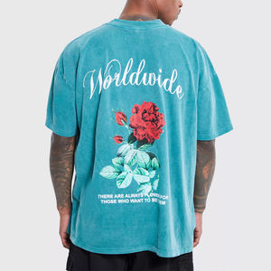 Custom Heavyweight 100% Cotton Acid Wash <b>T</b>-<b>Shirts</b> for <b>Men</b> Quick <b>Dry</b> Loose <b>Fit</b> Solid Pattern Streetwear with Silk Screen Printing - Product Image 2