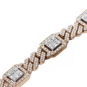 Elégant et élégant en argent S925 plaqué or rose avec bracelet en diamant Moissanite Baguette VVS pour homme - Product Image 2