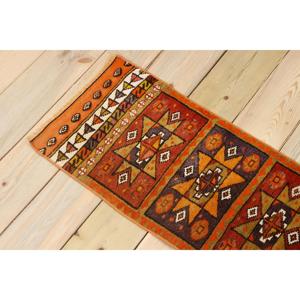 Tapis vintage 1,2 x 3 pieds, tapis turc en laine à imprimé animalier orange - Product Image 4