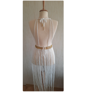 Bachelorette White Wedding Dress for YOUR BRIDE to BE Cotton Hand Woven Festival Clothing Bustier Crop Top Women Macrame Beach <b>D</b> - Product Image 2