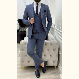 Whole Sale Price Top Quality 3-Piece Men's Business Casual Suit Set Breathable Flat Front Style for <b>Weddings</b> and Parties - Product Image 2