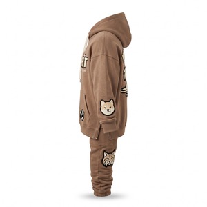 <b>Mens</b> Sweat Suit Tracksuit Chenille Patch Pullover Hoodie <b>Cargo</b> <b>Joggers</b> 420 GSM Cappuccino Custom Logo - Product Image 5