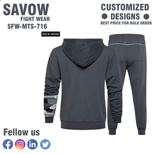 Vente en gros de survêtements professionnels personnalisés en polyester pour l'entraînement sportif, le jogging, la salle de sport, deux pièces, costume décontracté pour hommes - Product Image 2