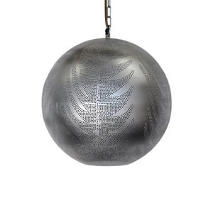 Elegante Lámpara Colgante Redonda de Plata Marroquí, Esfera de Metal Perforada Hecha a Mano, Lámpara de Techo para Decoración del Hogar, Farol Colgante - Product Image 1