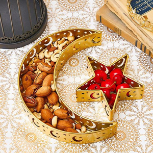 Design tendance métal doré Eid Ramadan décor plateaux de service grande taille forme rectangulaire Ramadan décoration plateau - Product Image 4