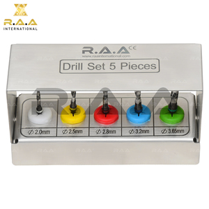 R.A.A. INTERNATIONAL Kit de Fresas para Implantes Dentales con Irrigación Externa, Set de 5 Piezas, Soporte, Logotipo Personalizado, Modelo RAA-118 CE - Product Image 2