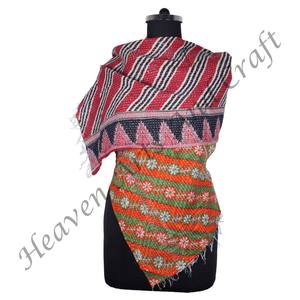 SC1008 Vintage Kantha travail coton à la main écharpe Design à la mode filles partout cousu à la main Style uni longue longueur - Product Image 4