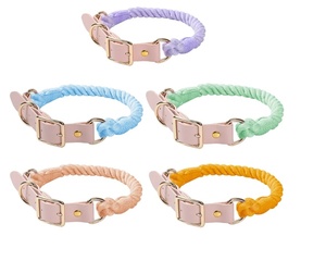 Handmade 5ft Cotton Rope <b>Leash</b> and Collar Set for Dogs, Natural Dye Rope <b>Leash</b>, Colorful Dog Collar Rope. - Product Image 1