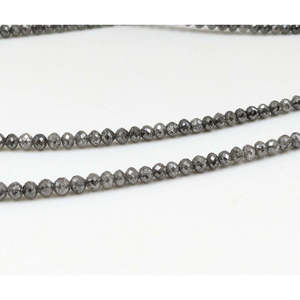 Cuentas de diamante natural gris AAA, corte brillante redondo, 3-4.5mm, hilo de diamantes facetados de 16 pulgadas para fabricación de joyería a precio mayorista - Product Image 2