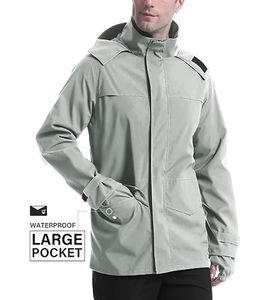 Chaqueta Técnica Impermeable de Lujo para Hombre con Costuras Selladas, Fabricante OEM, 3 Capas, Cuello Alto, Logotipo Frontal, Carcasa de Nailon Ripstop Impermeable - Product Image 4