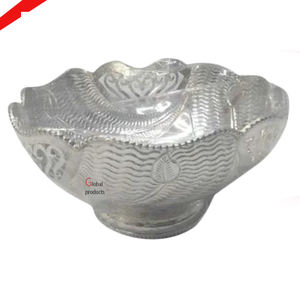 Tazón para servir ensalada y postre de comida de aluminio y metal con acabado plateado para restaurante y bar de hotel - Product Image 1