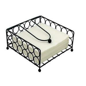 Manteau de poudre noire beau papier de soie rustique en fer forgé et porte-serviettes pour cuisine et table avec couleur noire - Product Image 1