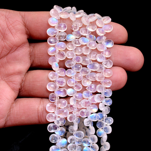 AAA blanco Arco Iris piedra lunar 7x5mm-6x8mm suave pera Briolette cuentas piedra lunar azul fuego semipreciosas cuentas de piedras preciosas para joyería - Product Image 5