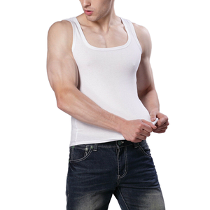 Wholesale 100% Cotton Men's Tank Tops Summer Gym Fit Blank Tank Top Crew Neck Custom Black Print Vintage Style Knitted - Product Image 4