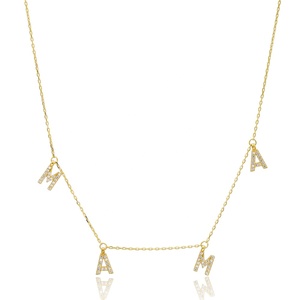 Mama Lettre Design Clair Zircon Pierre Forme Forse Chaîne Turque À La Main En Gros 925 Bijoux En Argent Sterling - Product Image 1