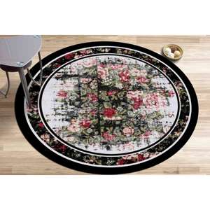 พรมลายดอกไม้ทรงกลม: ลายพิมพ์พฤกษศาสตร์ พรมพิมพ์ลายสไตล์โมเดิร์น พรมเนื้อนุ่มแบบไม่ถักทอ - Product Image 1