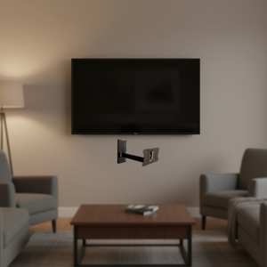 Support mural pour téléviseur et moniteur VESA 100 x 200 noir à deux articulations, capacité de 30 kg, modèle ENBS1020, crochets et rails - Product Image 3