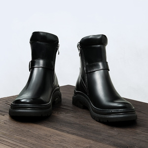 Bottes en cuir de mouton marron de luxe, au-dessus du genou, avec surface imperméable et doublure anti-humidité pour le froid et les occasions formelles - Product Image 2
