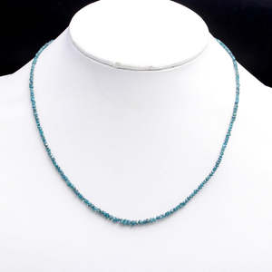 Collier en diamant bleu AAA+ 2-3 mm, perles brutes non taillées, 16 pouces de long - Product Image 2