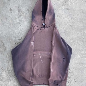 Sweat à capuche vierge personnalisé Impression personnalisée Sweatshirts à capuche en coton épais vieilli pour hommes - Product Image 3