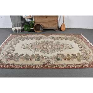 Classique Beige marron 6x9 pieds laine Vintage turc tapis plat tissage Patchwork motif pour salon décor Latex soutenu - Product Image 2