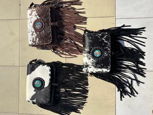 Handmade Latest Style Cowhide Fur <b>Sling</b> Purse <b>Women</b> Fringe Leather Handbag Button Crossbody Western Shopping <b>Bag</b> Great Giftings - Product Image 5