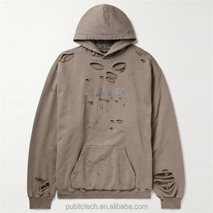 Custom Drop Shoulder Hoodies Sudadera con capucha Casual Washed Distressed Oversize Pullover Heavyweight Hoodie - Product Image 5