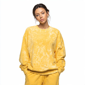 <b>Drop</b> Shoulder Washed Tie Dye Sweatshirts Women's 400 GSM Acid Wash Sweatshirt Ladies Winter Street Washed Baggy Sweatshirt Women - Product Image 1