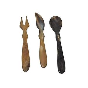 Ensemble de couverts en corne de style italien, facile à nettoyer, ensemble de cuillères personnalisées, fourchette et spatule en corne véritable pour hôtels et restaurants - Product Image 5