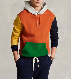 Haute qualité 100% coton noël Colorblock Double tricot hommes à capuche séchage rapide brodé Logo 400gsm hiver blanc sweat - Product Image 2