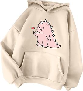 เสื้อสเวตเชิ้ตมีฮู้ดสำหรับเด็กผู้หญิง ผ้าโพลีเอสเตอร์ สวมใส่สบาย ทรงปกติ ลายพิมพ์ มีกระเป๋า ดีไซน์เรียบง่าย - Product Image 4