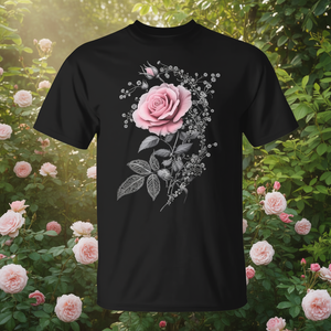 Camiseta promocional Botanist Garden Pink Rose Flower con hermoso diseño floral - Product Image 3